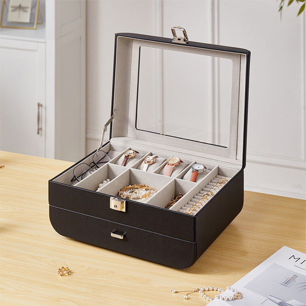Livingandhome jewellery box with watch slots - British product
