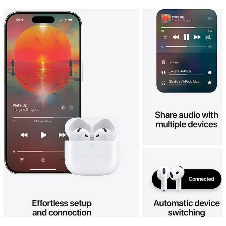 Apple AirPods 4 wireless earbuds with USB-C charging case (British brand)