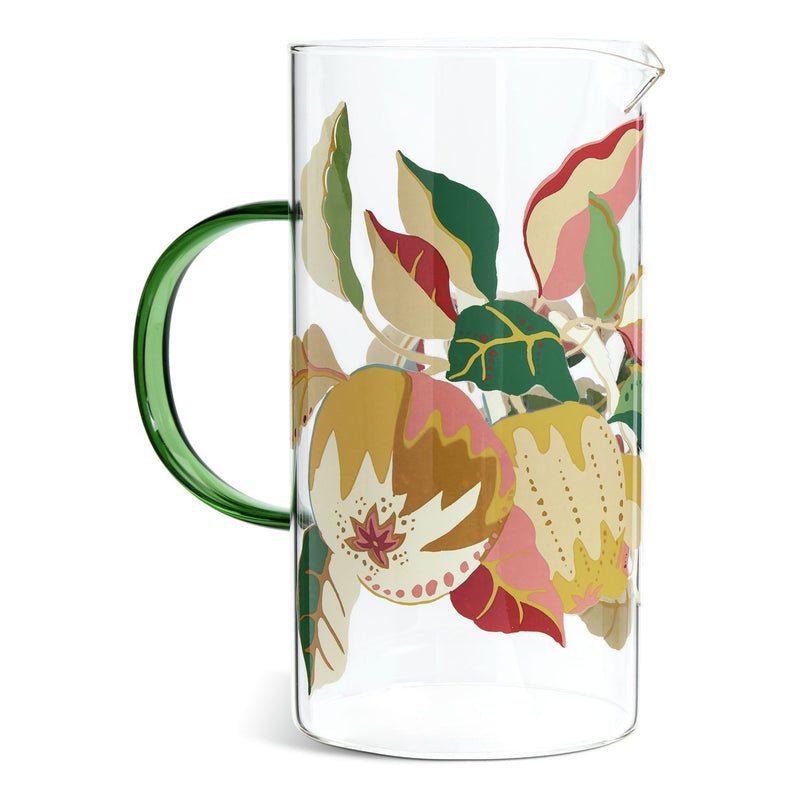 Habitat Sanderson National Trust Berries glass jug green handle (British brand)