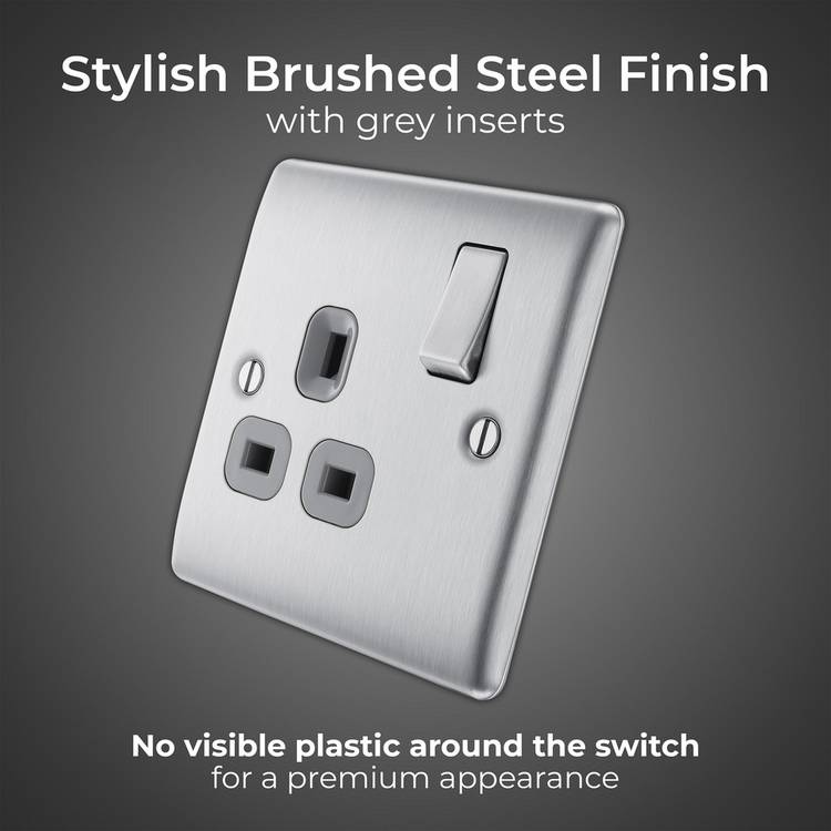BG switched socket brushed stainless steel (British brand)