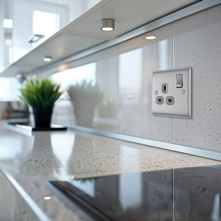 BG switched socket brushed stainless steel (British brand)