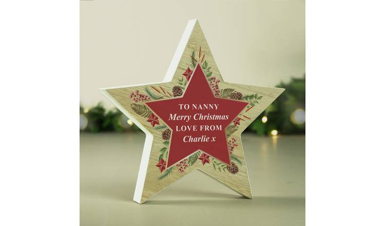 Personalised Message Wooden Star Christmas Ornament GOODS Argos