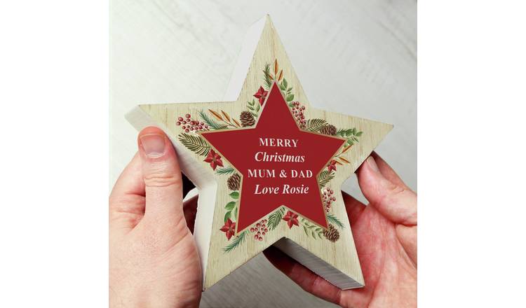 Personalised Message Wooden Star Christmas Ornament GOODS Argos