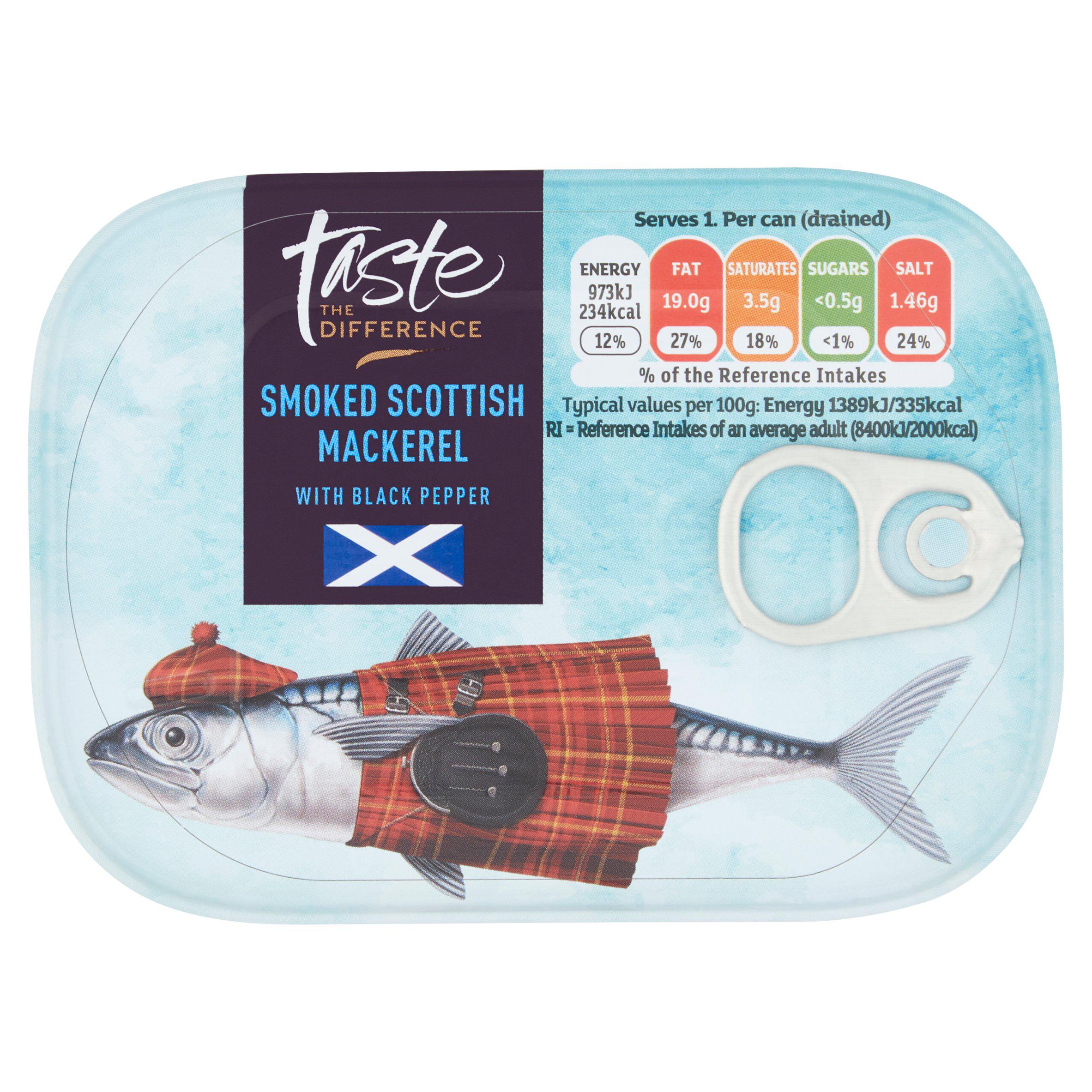 Sainsbury's Taste the Difference Smoked Scottish Mackerel with Black Pepper 110g Fish Sainsburys   