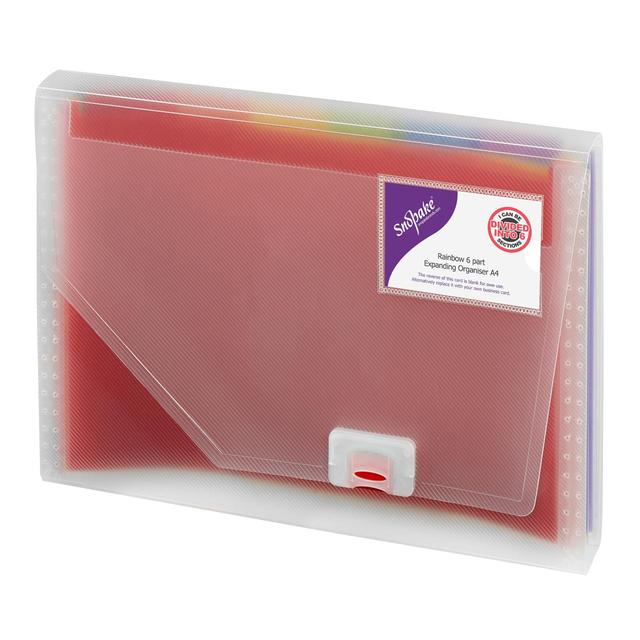 Snopake A4 Rainbow Portable Organiser 6 Part with Dividers + Tabs GOODS M&S   