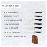 Tefal Jamie Oliver 6-piece knife set acacia wood block, imported from the UK