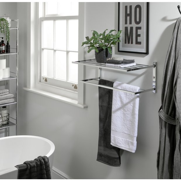 Habitat wall mounted towel rail and shelf chrome 63cm - British product