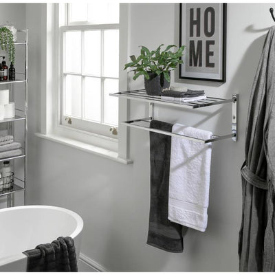 Argos Habitat Wall Mounted Towel Rail and Shelf Chrome 22cm x 63cm x 30cm- Buy online at McGrocer
