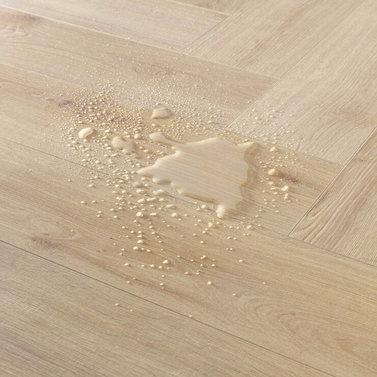 Golden Select herringbone laminate flooring Juliet Oak pack, imported from the UK