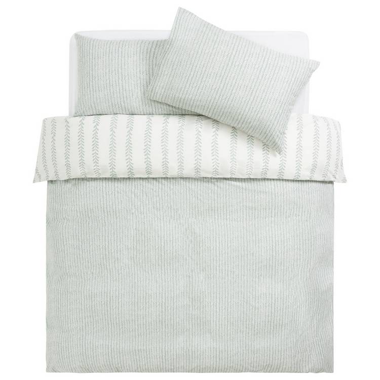 Argos Home bedding set leaf stripe green single (British brand)