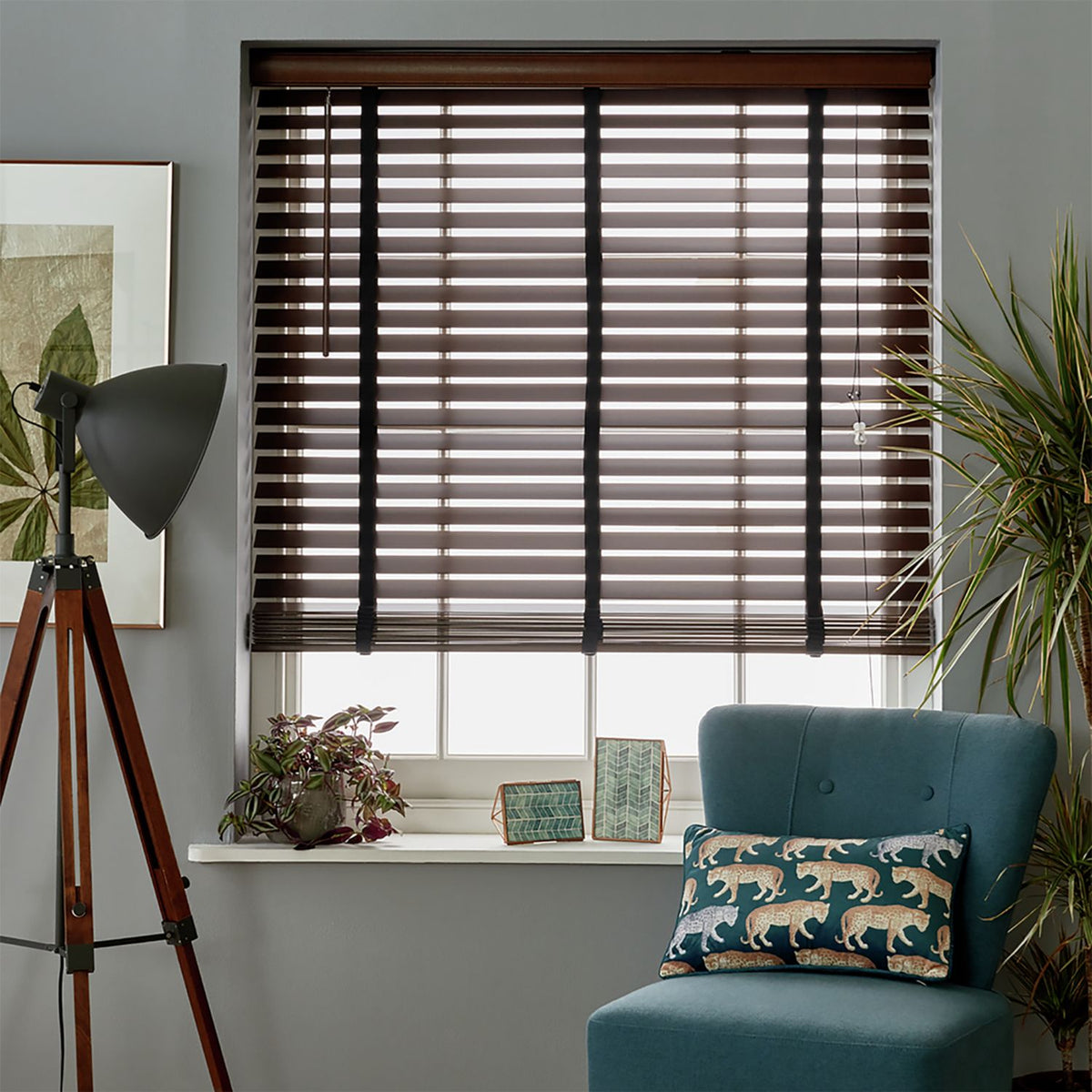 Habitat Wooden Brown 50m Slat Venetian Tape Blind - 90cm
