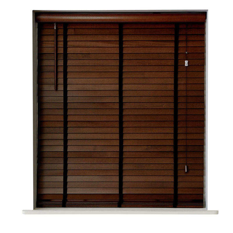 Habitat Wooden Brown 50m Slat Venetian Tape Blind - 90cm