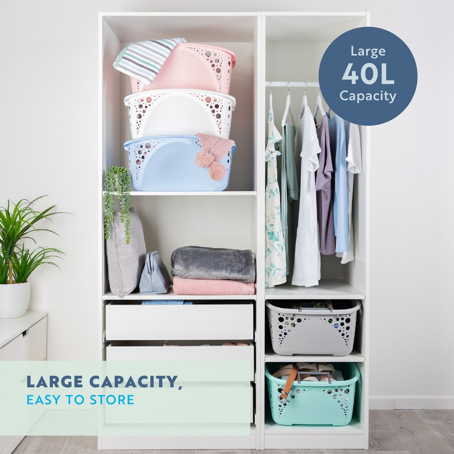 Minky stackable laundry basket 40 Litre - British product