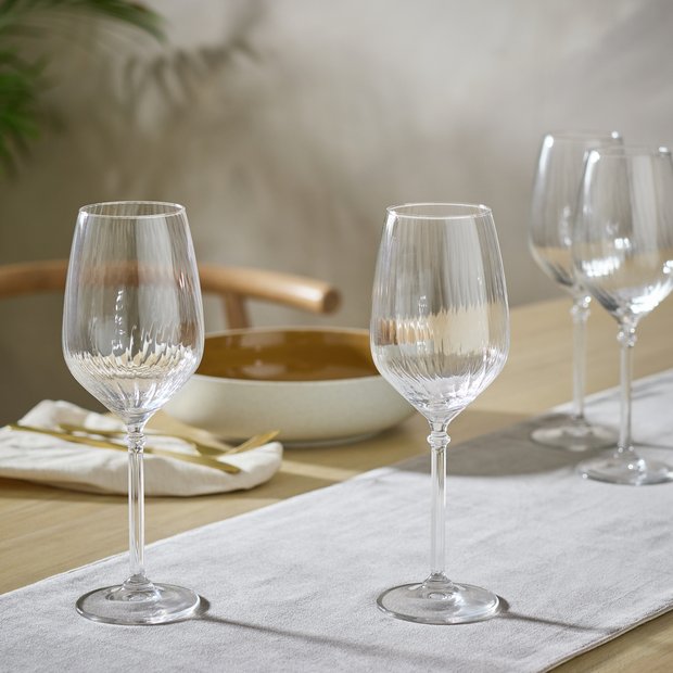 Habitat ribbed white wine glasses set of 4, imported from the UK