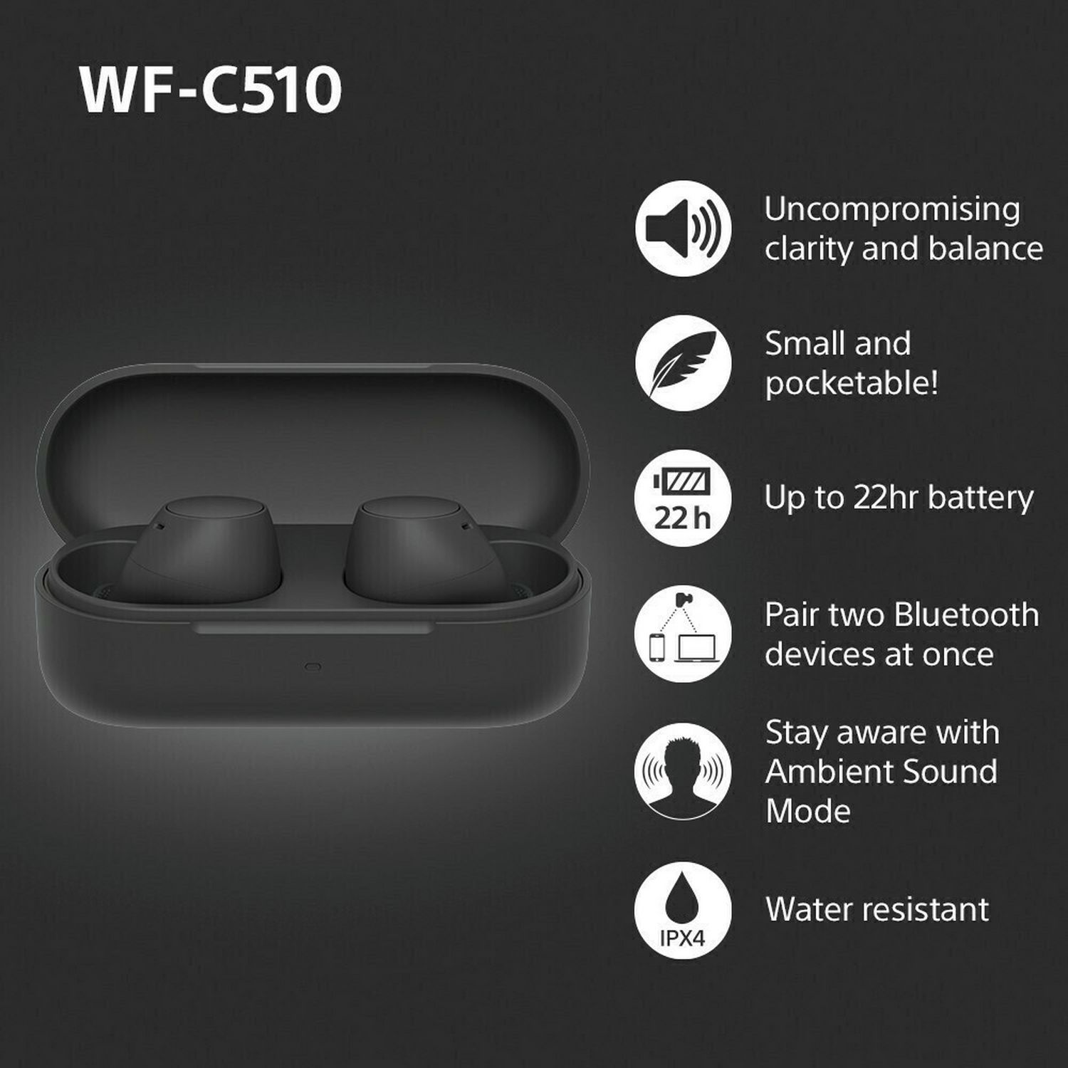 Sony true wireless earbuds black (British brand)
