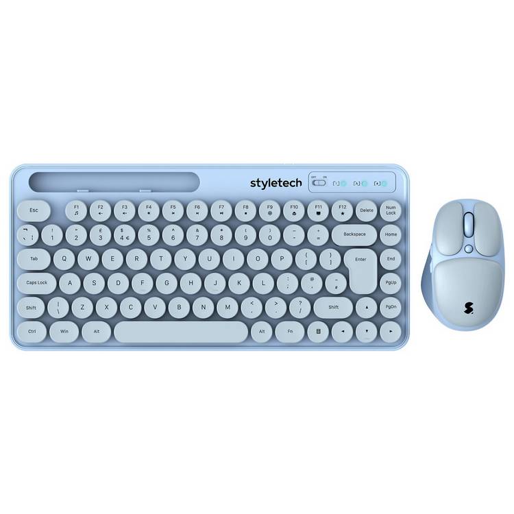 Styletech wireless keyboard and mouse set pastel blue - British product
