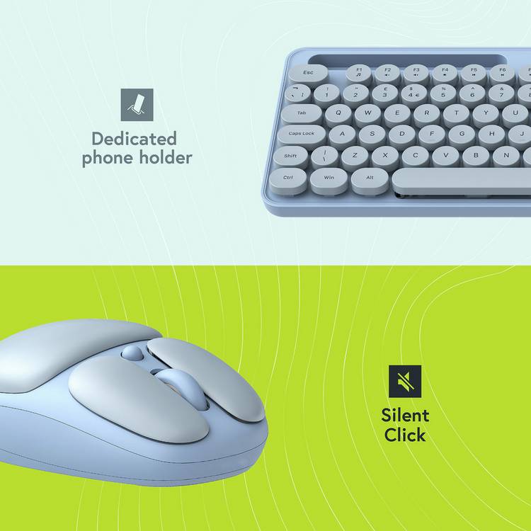 Styletech wireless keyboard and mouse set pastel blue - British product