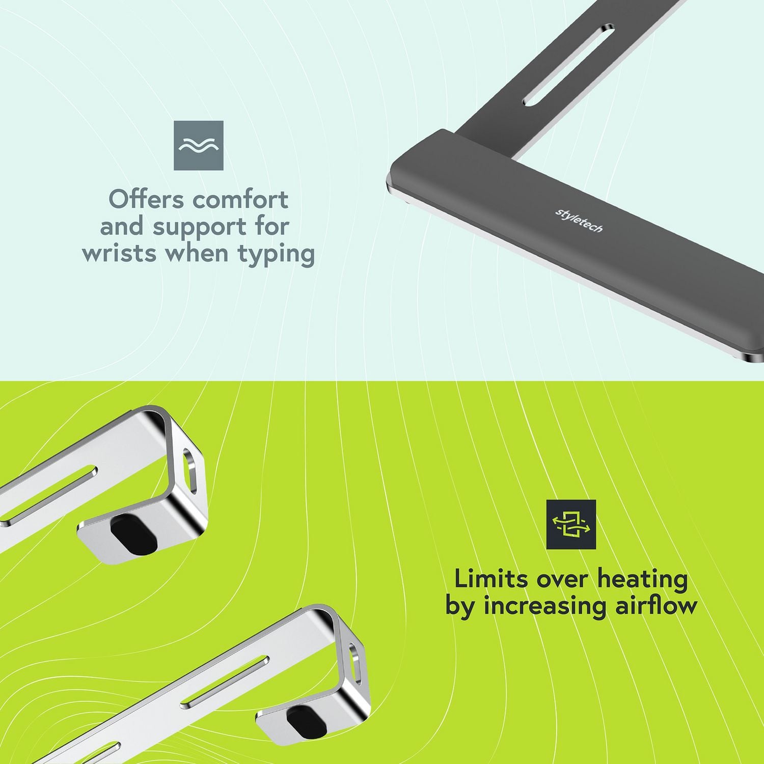 Styletech LR05 aluminium laptop stand in silver - British product
