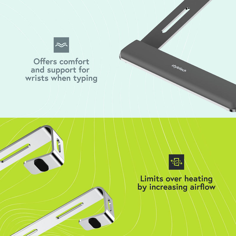 Styletech LR05 aluminium laptop stand in silver - British product