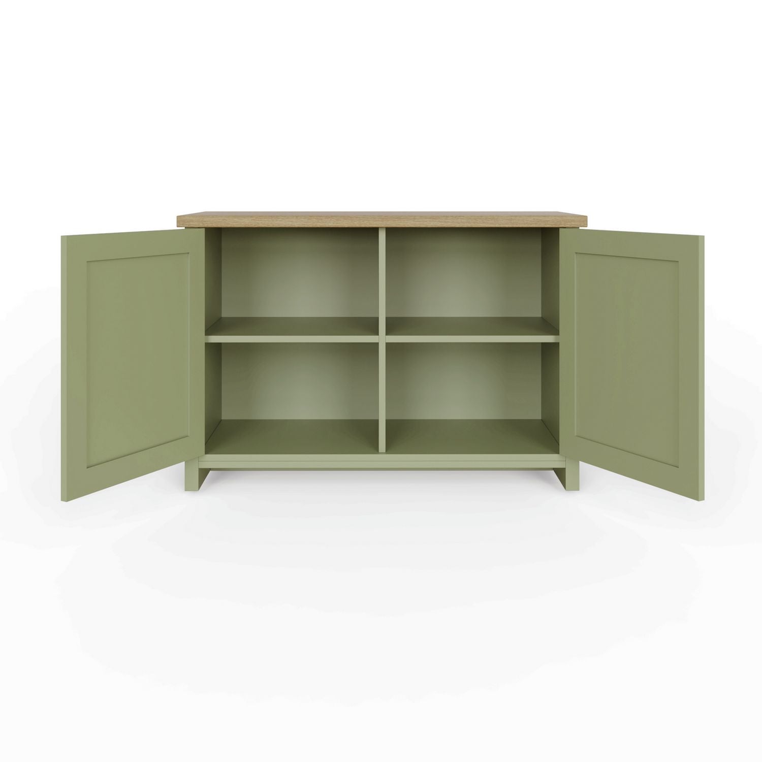GFW Lancaster shoe storage cabinet green oak, UK version