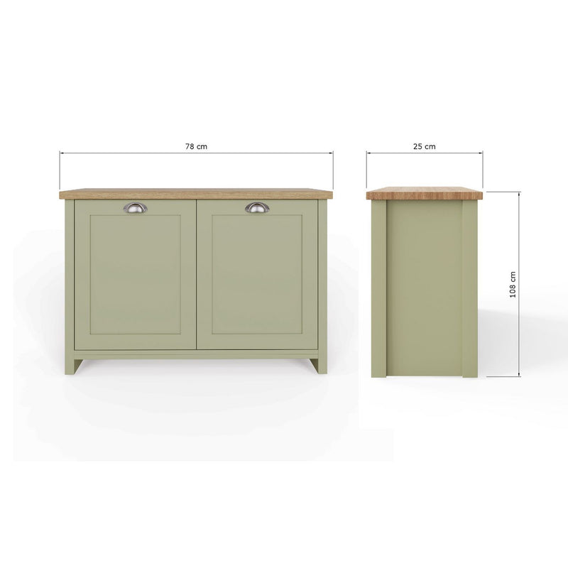 GFW Lancaster shoe storage cabinet green oak, UK version