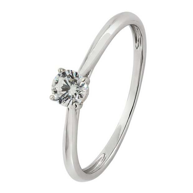 Revere engagement ring 9ct white gold cubic zirconia size K (British brand)