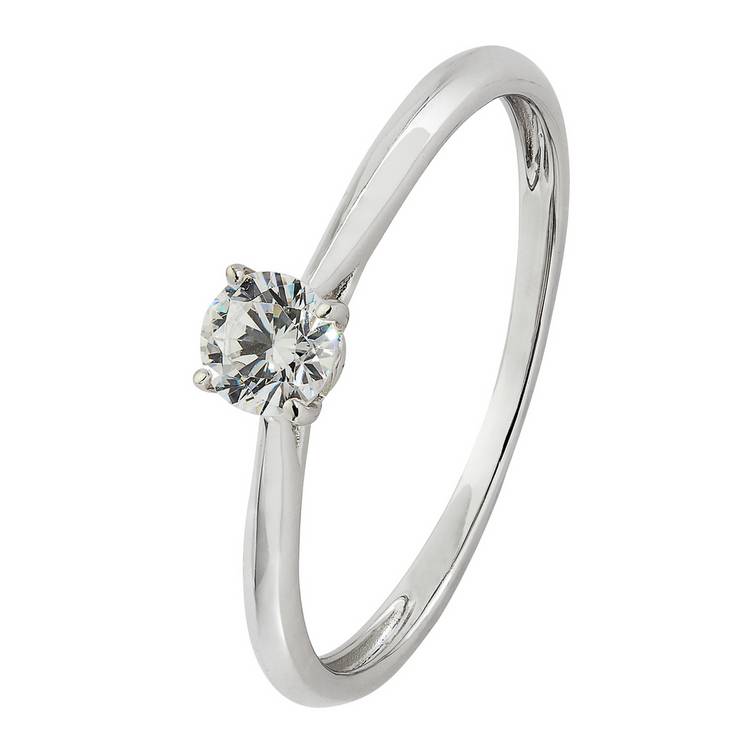 Revere engagement ring 9ct white gold cubic zirconia size K (British brand)