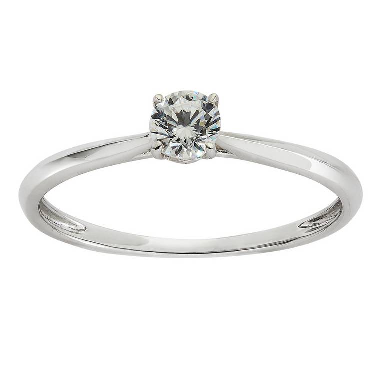 Revere engagement ring 9ct white gold cubic zirconia size K (British brand)
