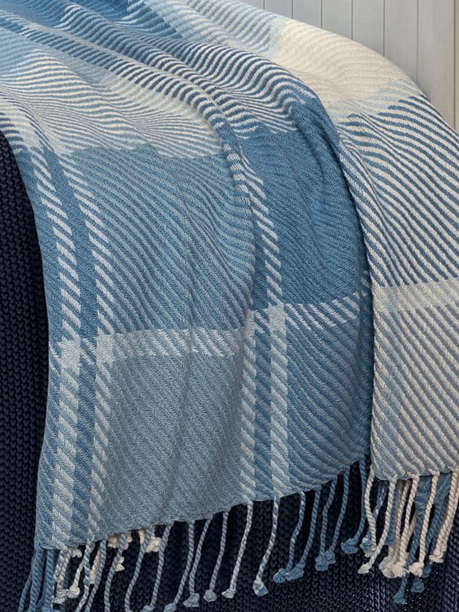 Laura Ashley Seaspray Blue Dylan Check Woven Throw