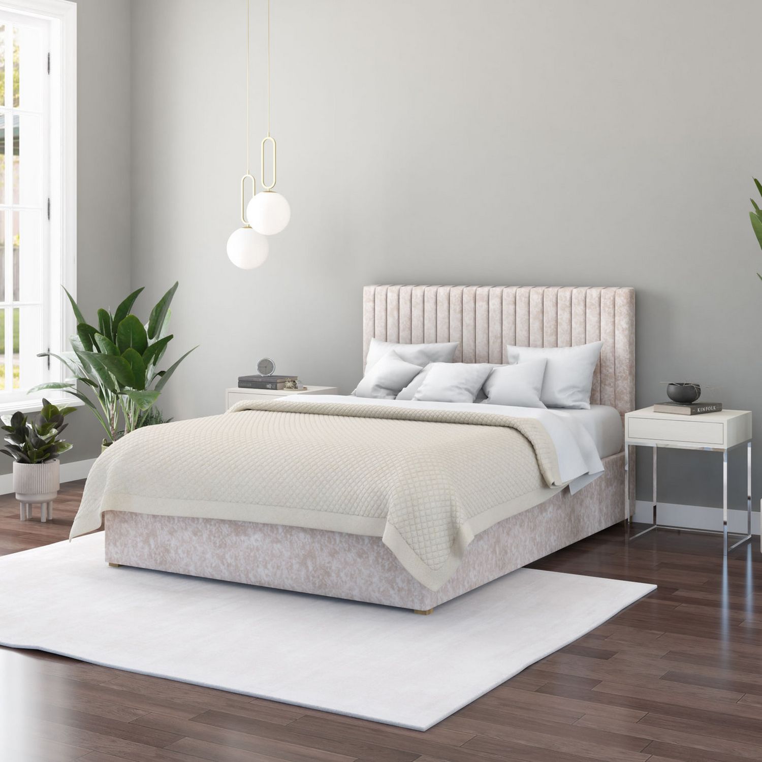 Aspire Grant Linen Double Ottoman Bedframe - Grey