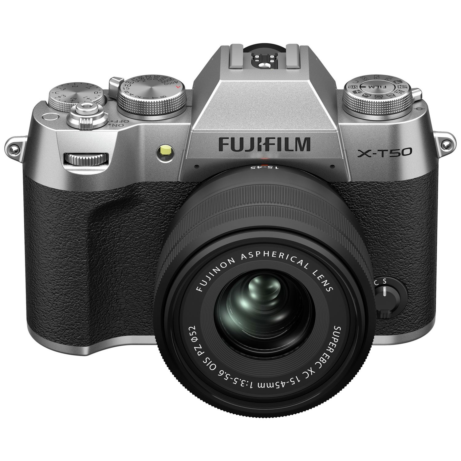 Fujifilm XT50 silver mirrorless camera with XC15-45mm lens (British brand)