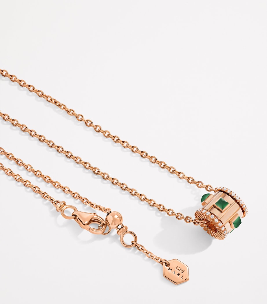 Marli New York rose gold diamond agate LIFE necklace, UK version