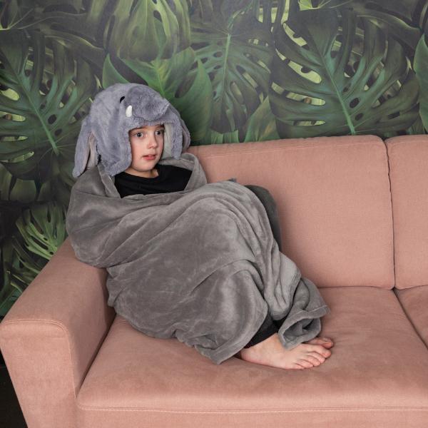 Cozy Noxxiez kids elephant hooded blanket large - British product
