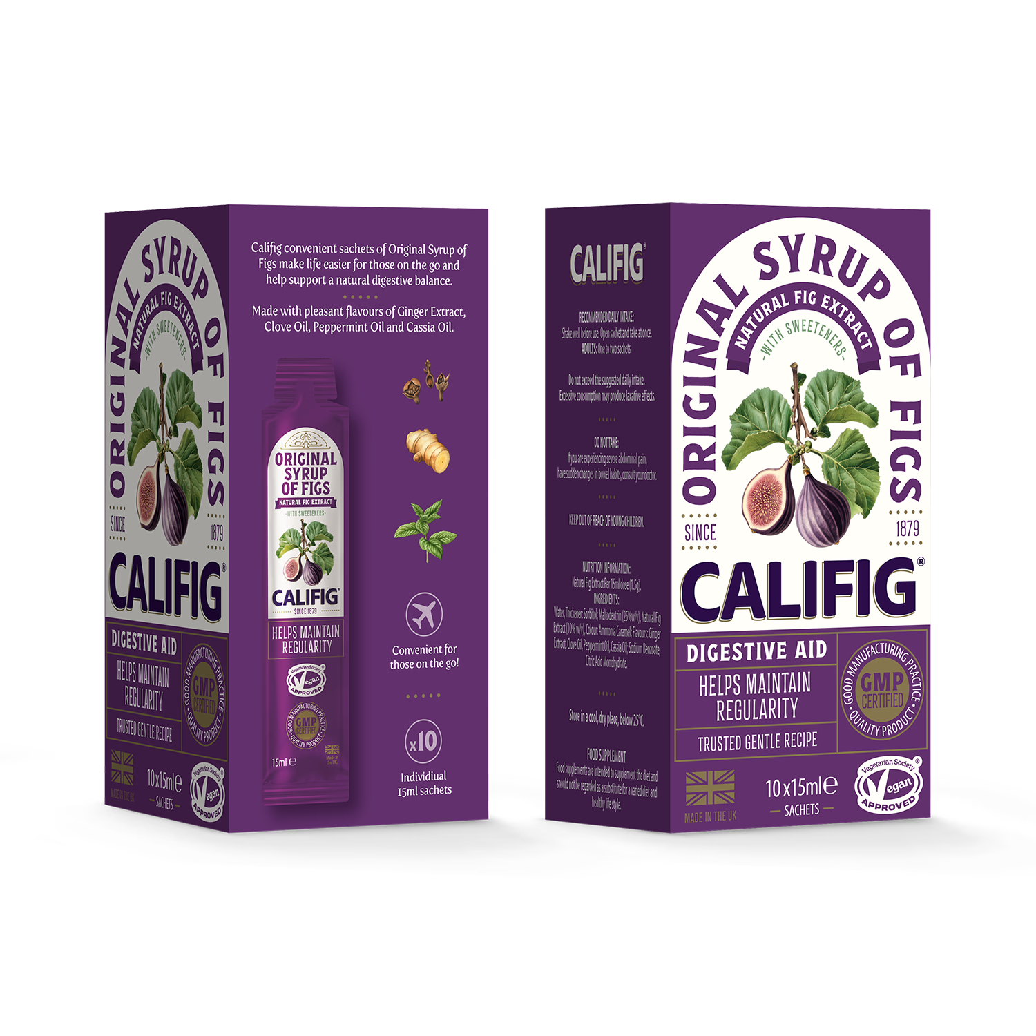 Califig syrup of figs on the go sachets 10 sachets, imported from the UK