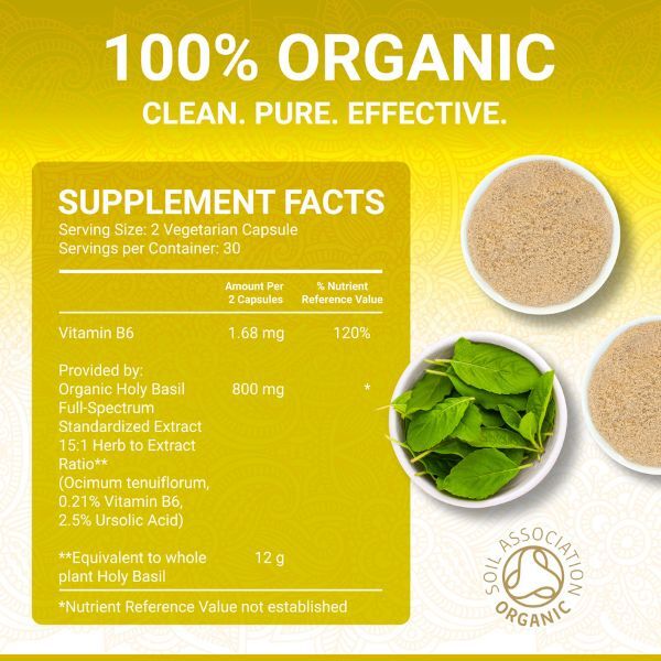 True Veda | Organic Holy Basil | Vitamin B6 | 60 Caps GOODS Superdrug   