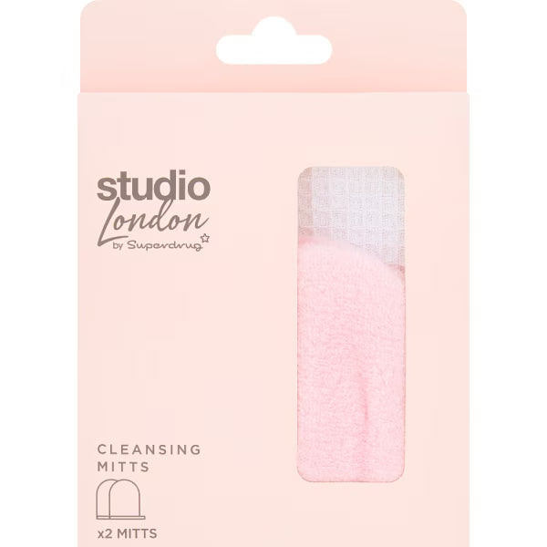 Studio London Reusable Cleansing Mitts 2 Pack Set (British brand)