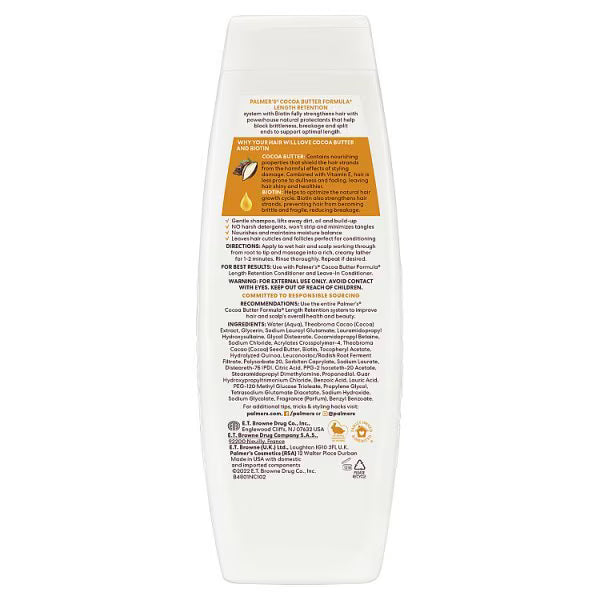 Palmer's Biotin Length Retention Shampoo 400ml, imported from the UK
