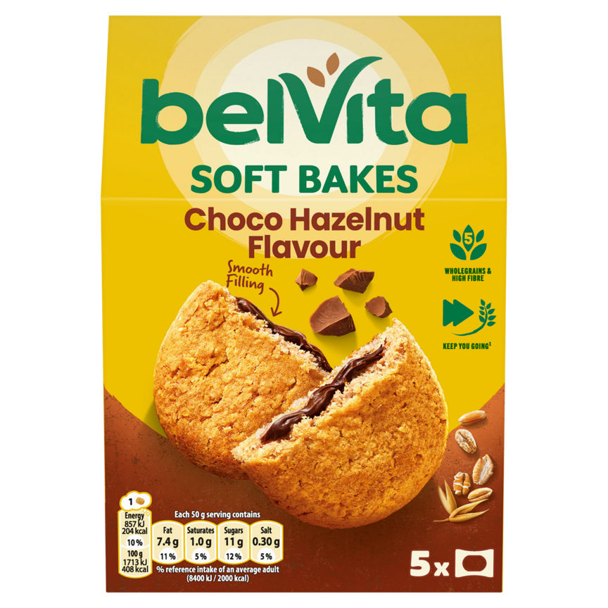 Belvita Breakfast Biscuits Soft Bakes Filled Choco Hazelnut 5 Pack GOODS ASDA   