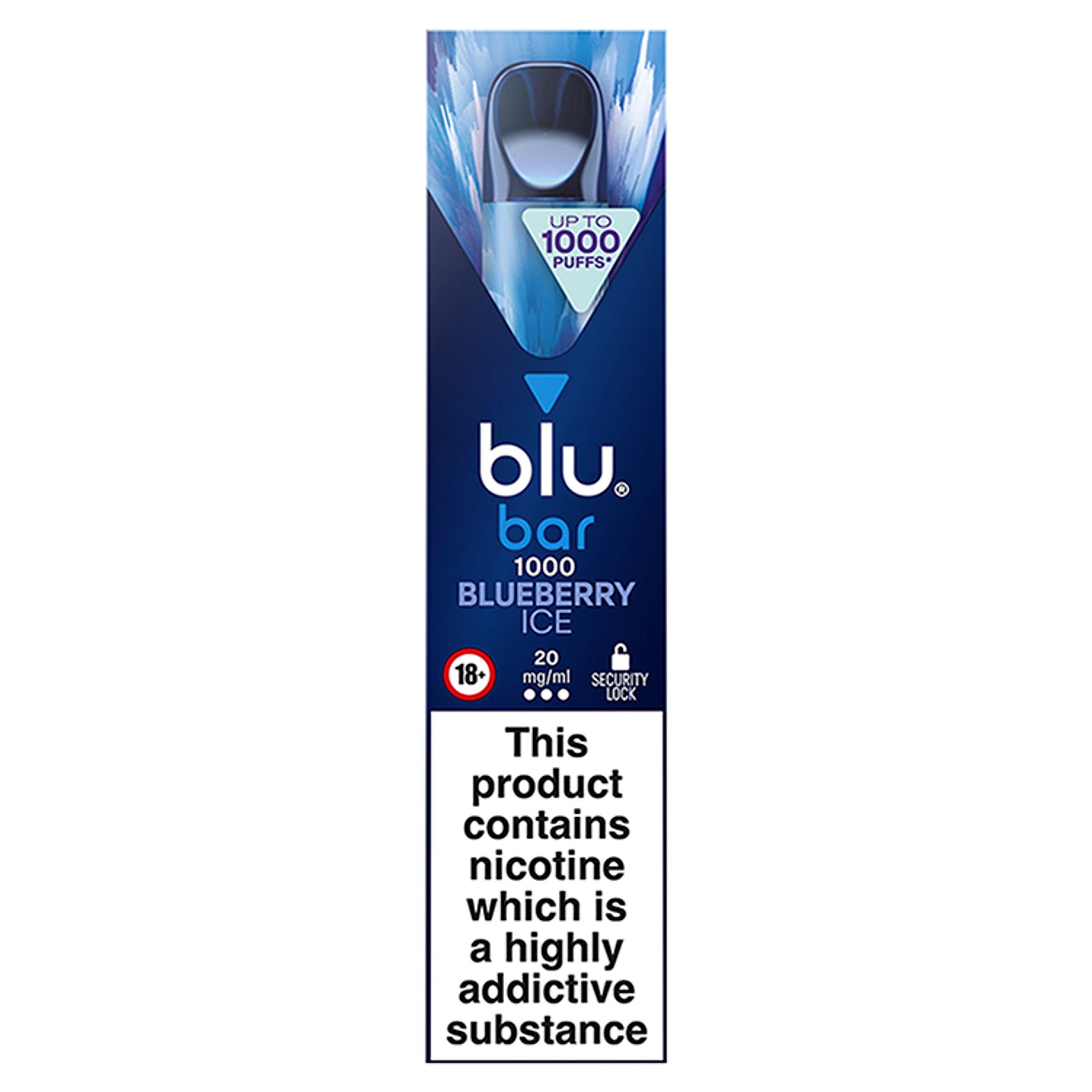 blu bar 1000 Blueberry Ice 20mg/ml GOODS Sainsburys   