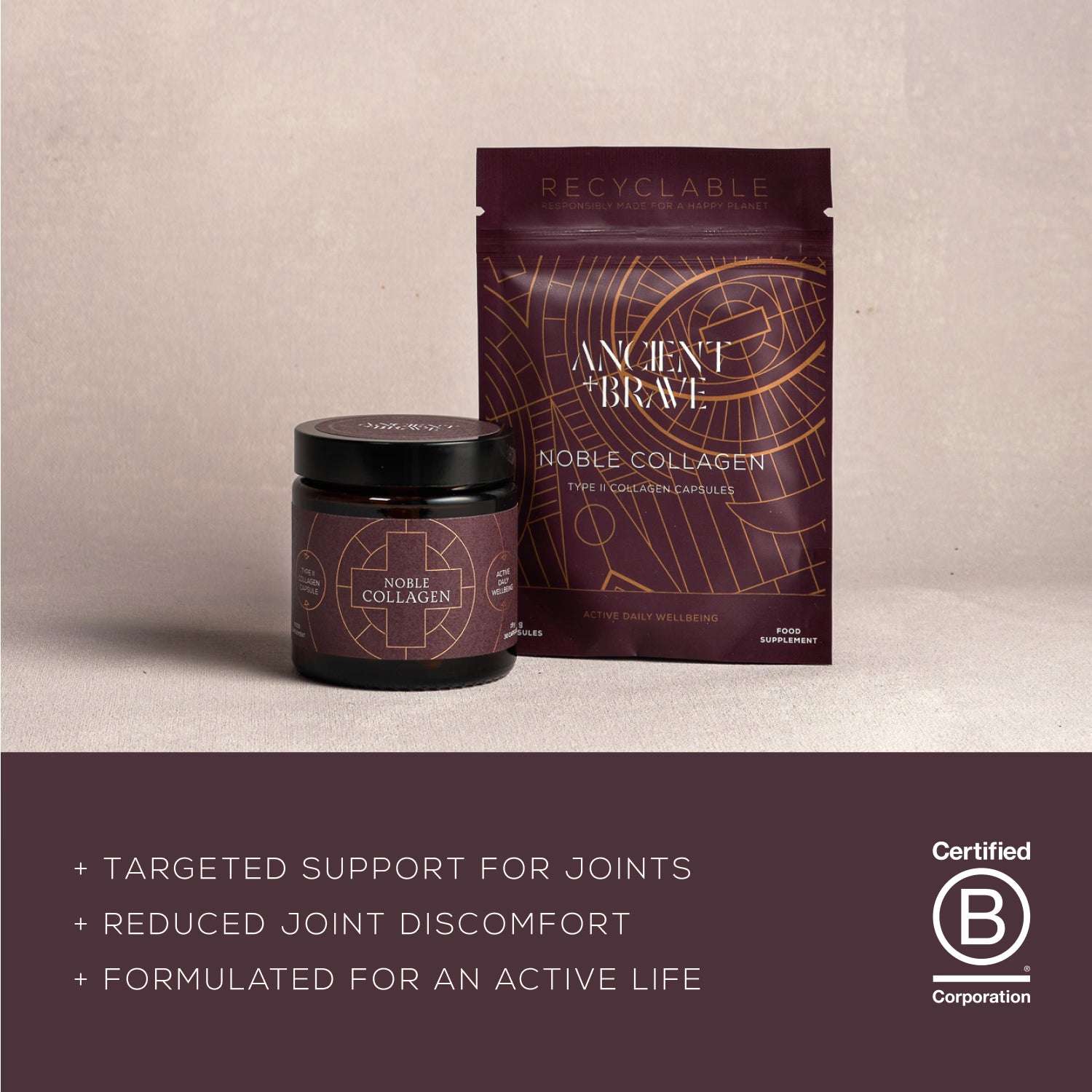 Ancient+Brave Noble Collagen joint supplement 30 capsules, UK version