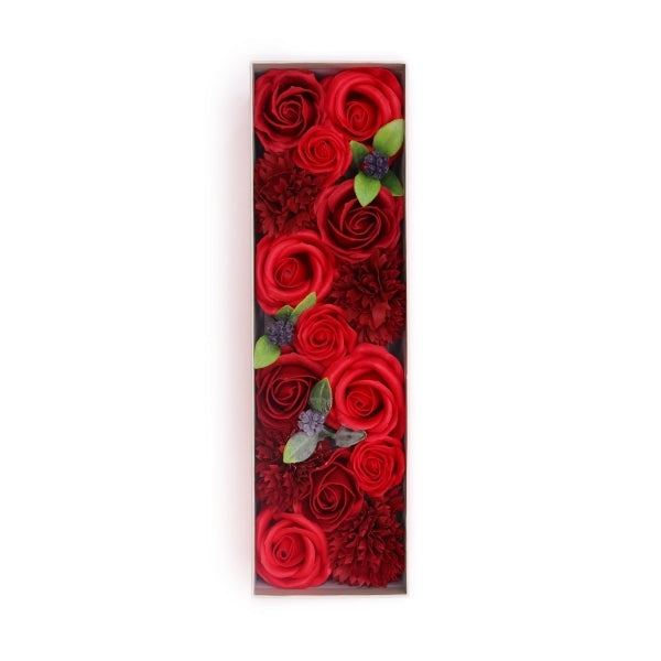 Merci Boutique red rose soap bouquet in long box, imported from the UK