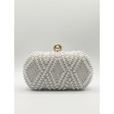 SVNX white pearl beaded clutch bag, UK version