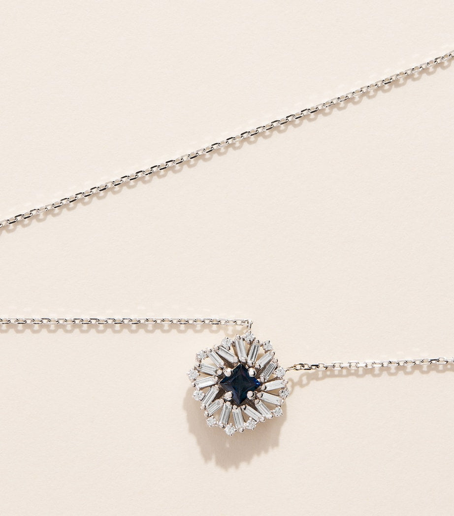 Suzanne Kalan white gold diamond sapphire necklace (British brand)