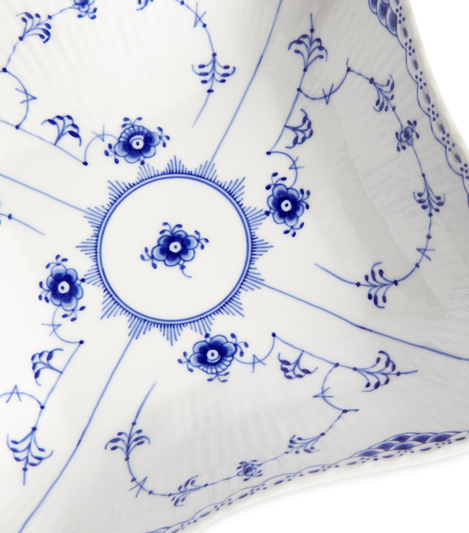 Royal Copenhagen Blue Fluted Half Lace Square Bowl 21cm, imported from the UK