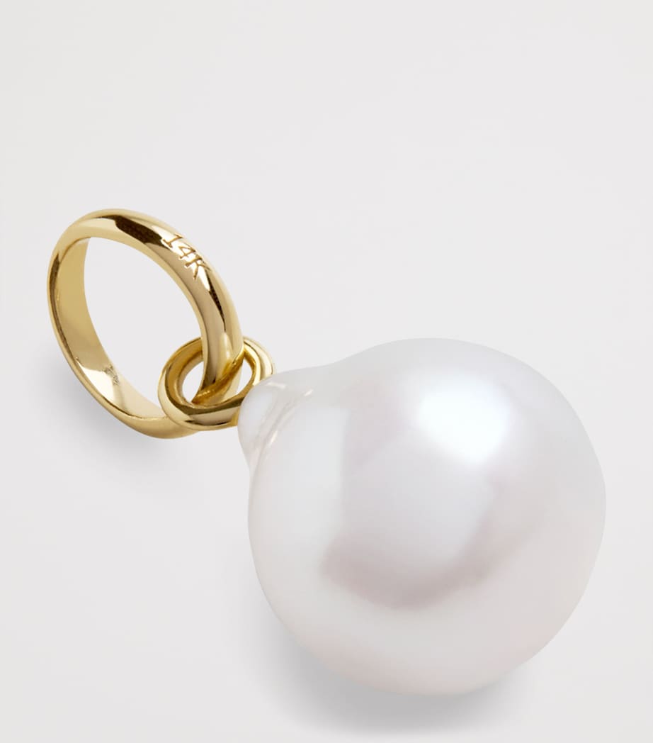Monica Vinader yellow gold baroque pearl pendant - British product