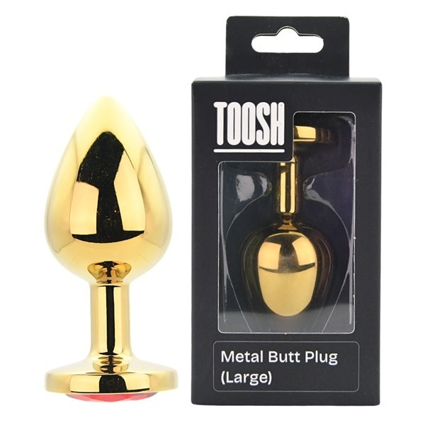 Loving Joy Toosh Large metal butt plug with red gemstone, UK version