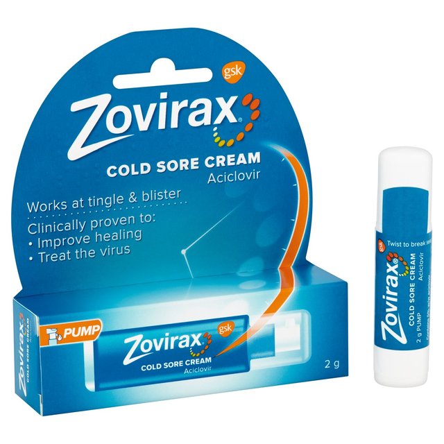 Zovirax Cold Sore Treatment Cream Contains Aciclovir Pump Dispenser   2g GOODS M&S   