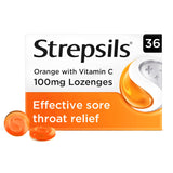 Strepsils Orange & Vitamin C Sore Throat Lozenges x36 cough cold & flu Sainsburys   