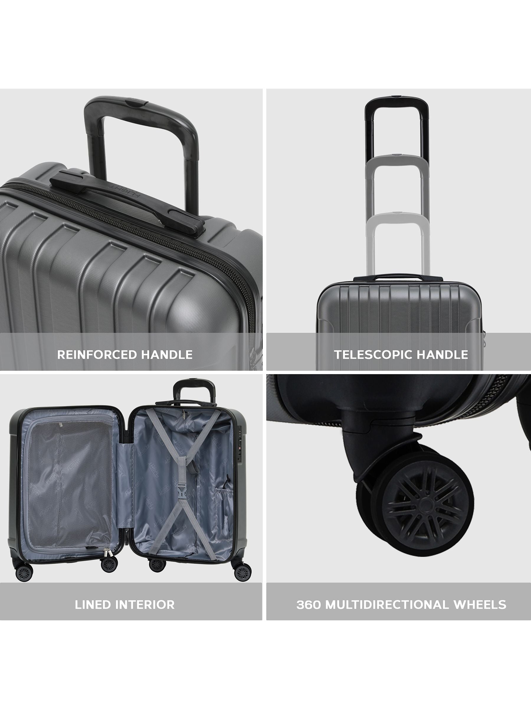 Flight Knight cabin suitcase anthracite 55x40x20cm, UK version