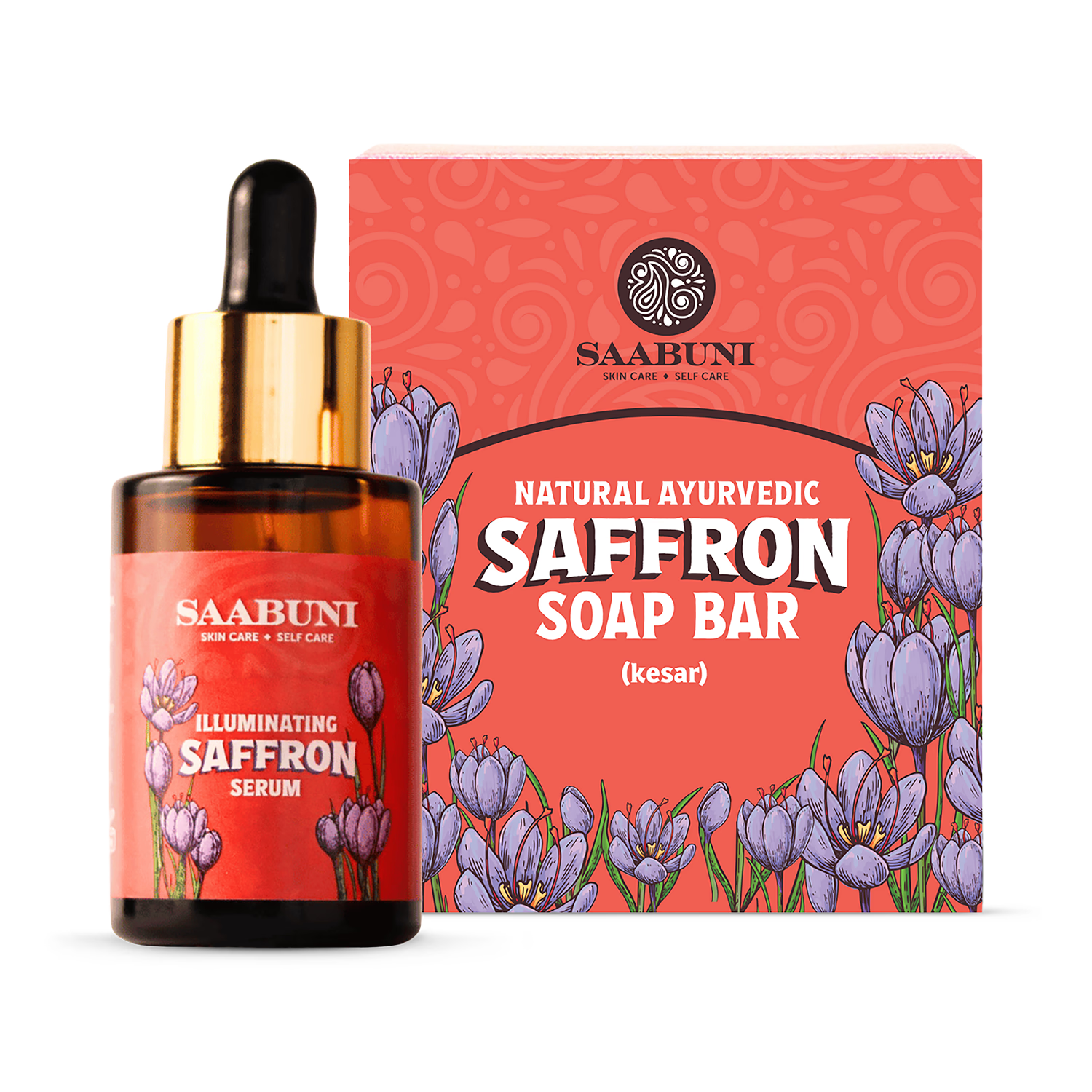 Saffron Duo illuminating soap and serum 120g, imported from the UK